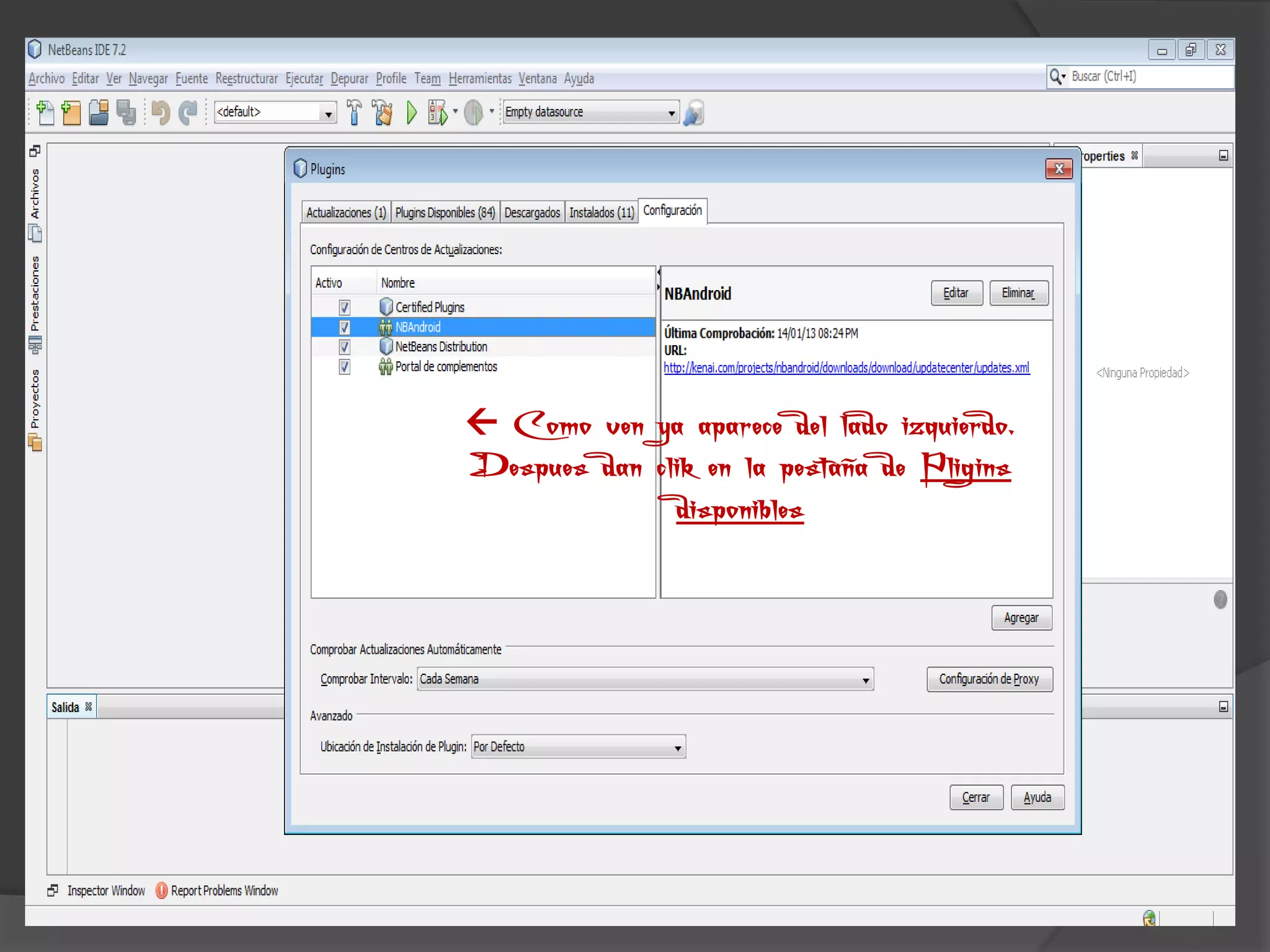  Como ven ya aparece del lado izquierdo.
Despues dan clik en la pestaña de Pligins
              disponibles
 