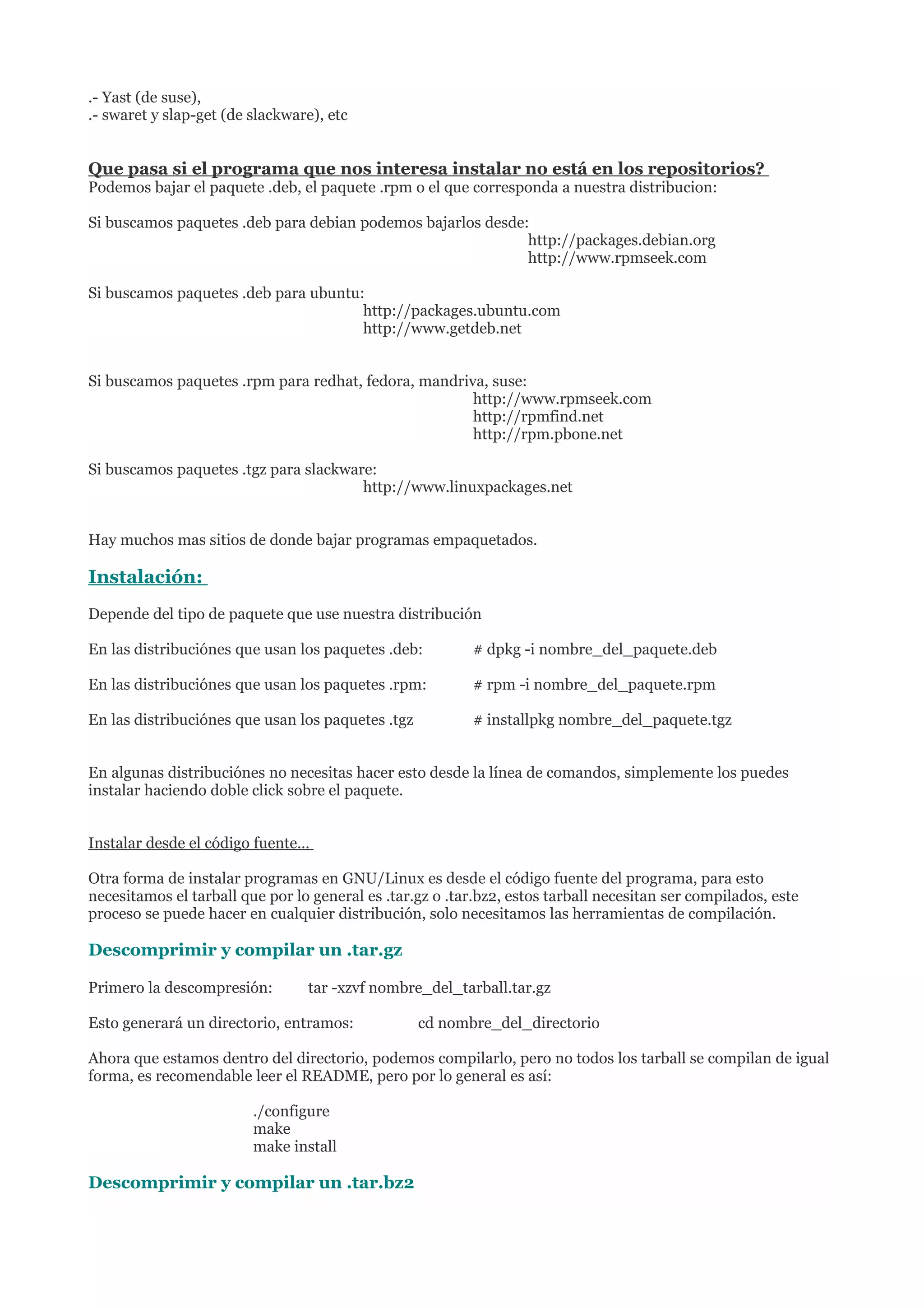 Instalar programas en linux | PDF