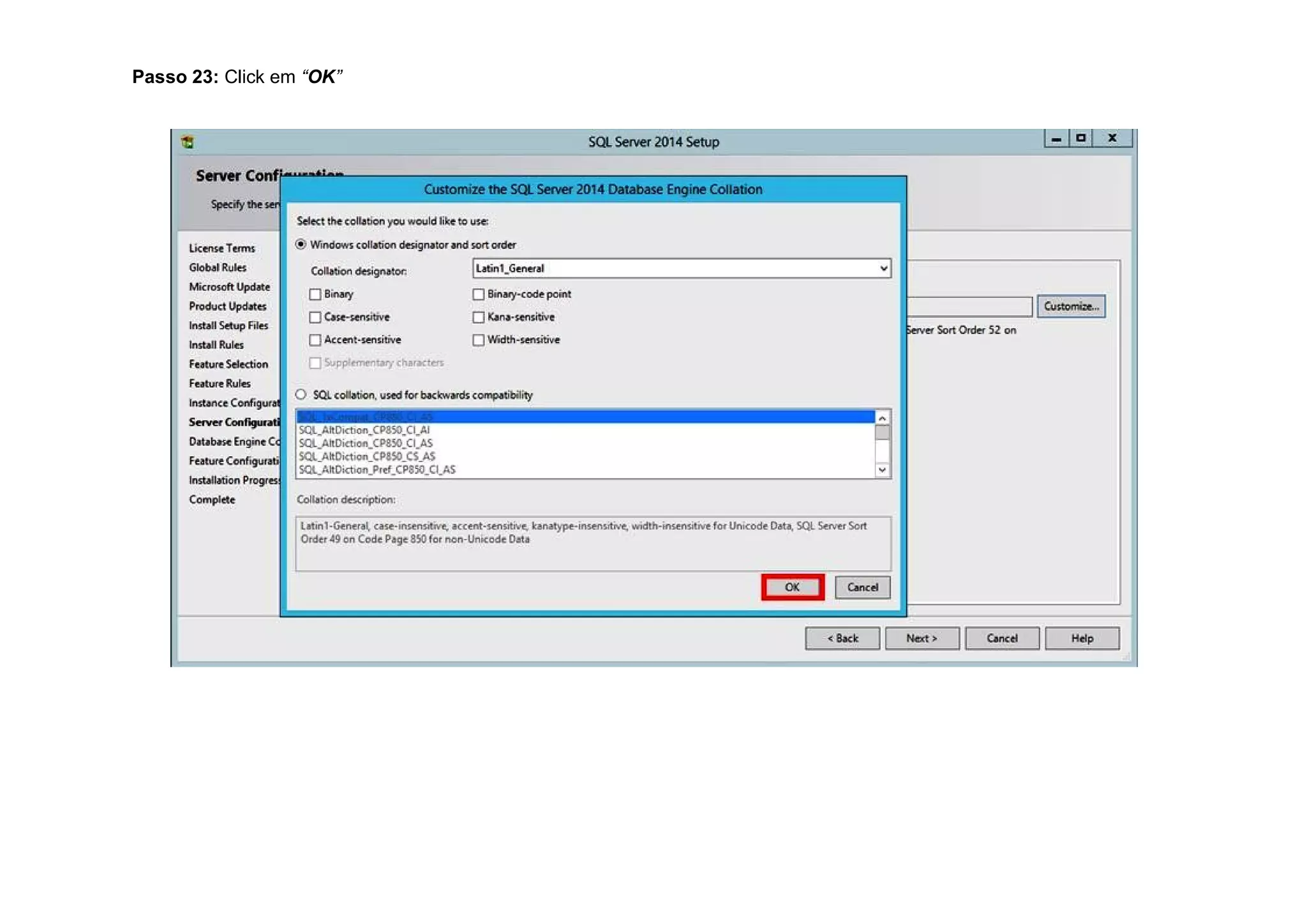 Passo 23: Click em “OK”
 