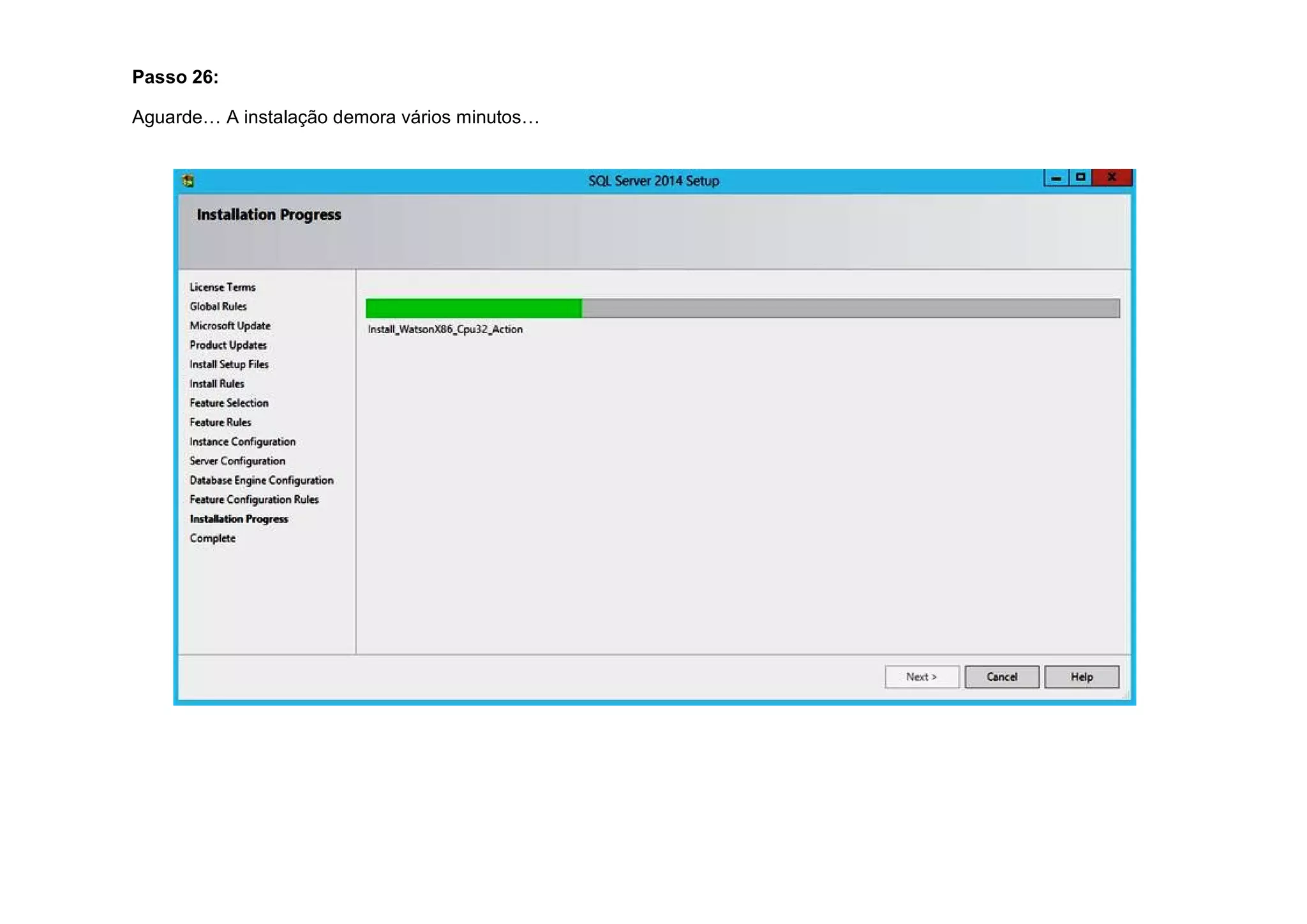 Passo 26:
Aguarde… A instalação demora vários minutos…
 
