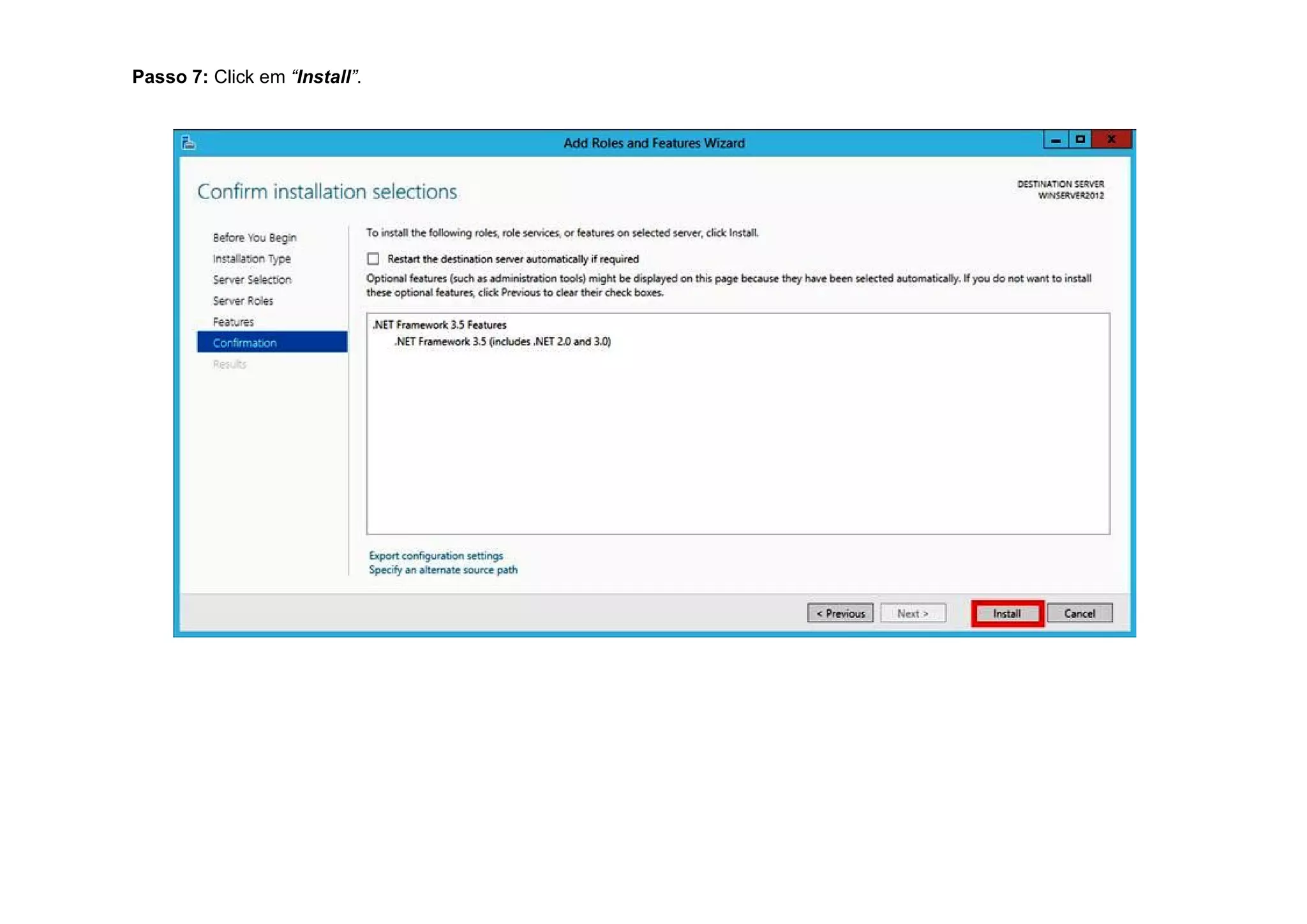 Passo 7: Click em “Install”.
 