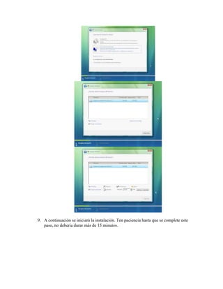 9. A continuación se iniciará la instalación. Ten paciencia hasta que se complete este
   paso, no debería durar más de 15 minutos.
 