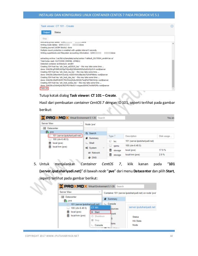 Instalasi dan Konfigurasi LXC Centos 7 pada Proxmox VE 5.1