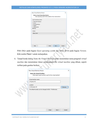 Instalasi dan Konfigurasi Proxmox VE 5.1 pada VMware Workstation 14 | PDF