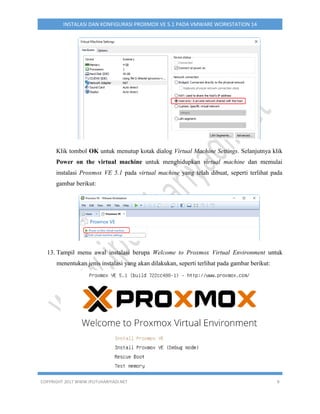 Instalasi dan Konfigurasi Proxmox VE 5.1 pada VMware Workstation 14 | PDF