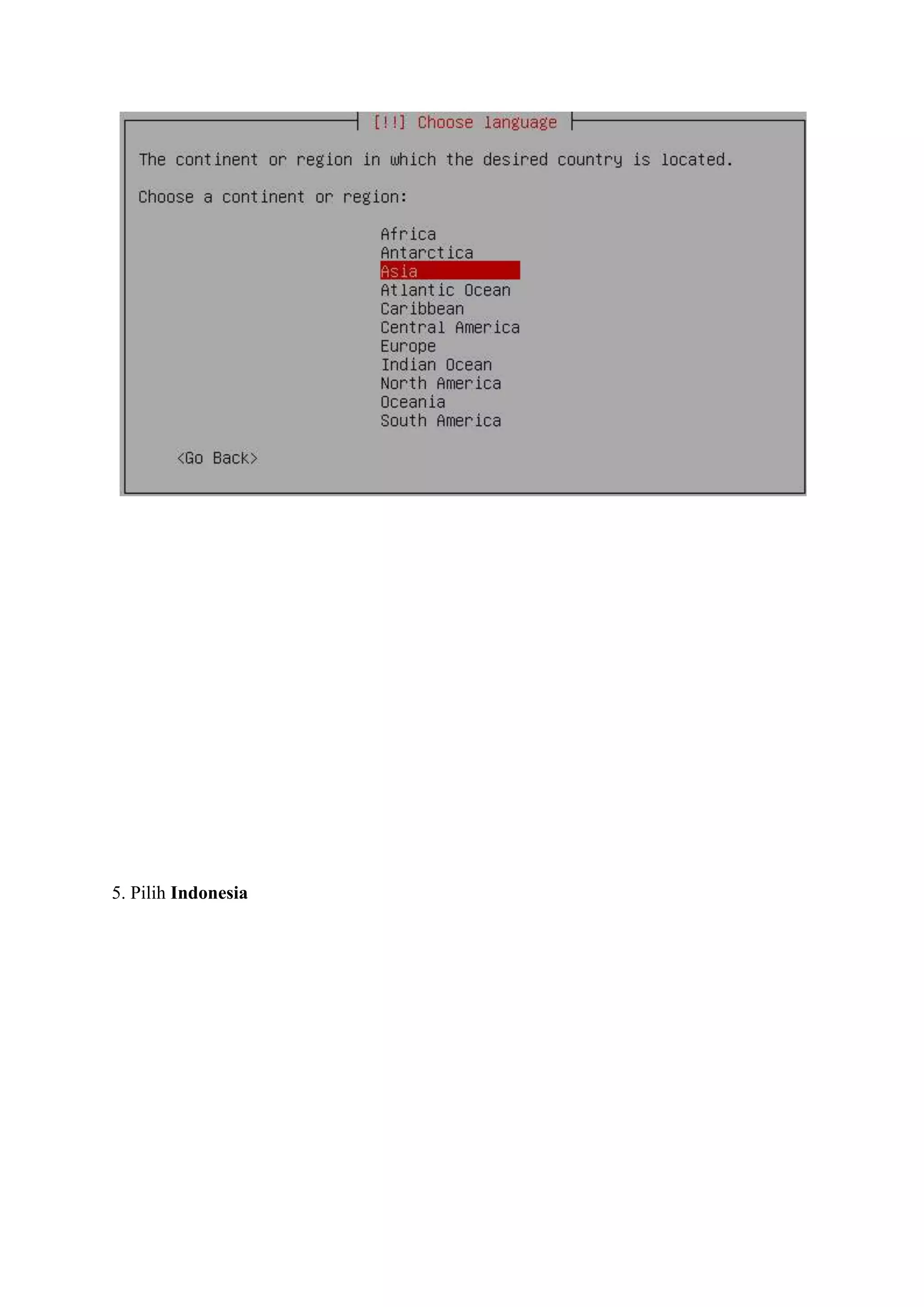 5. Pilih Indonesia
 
