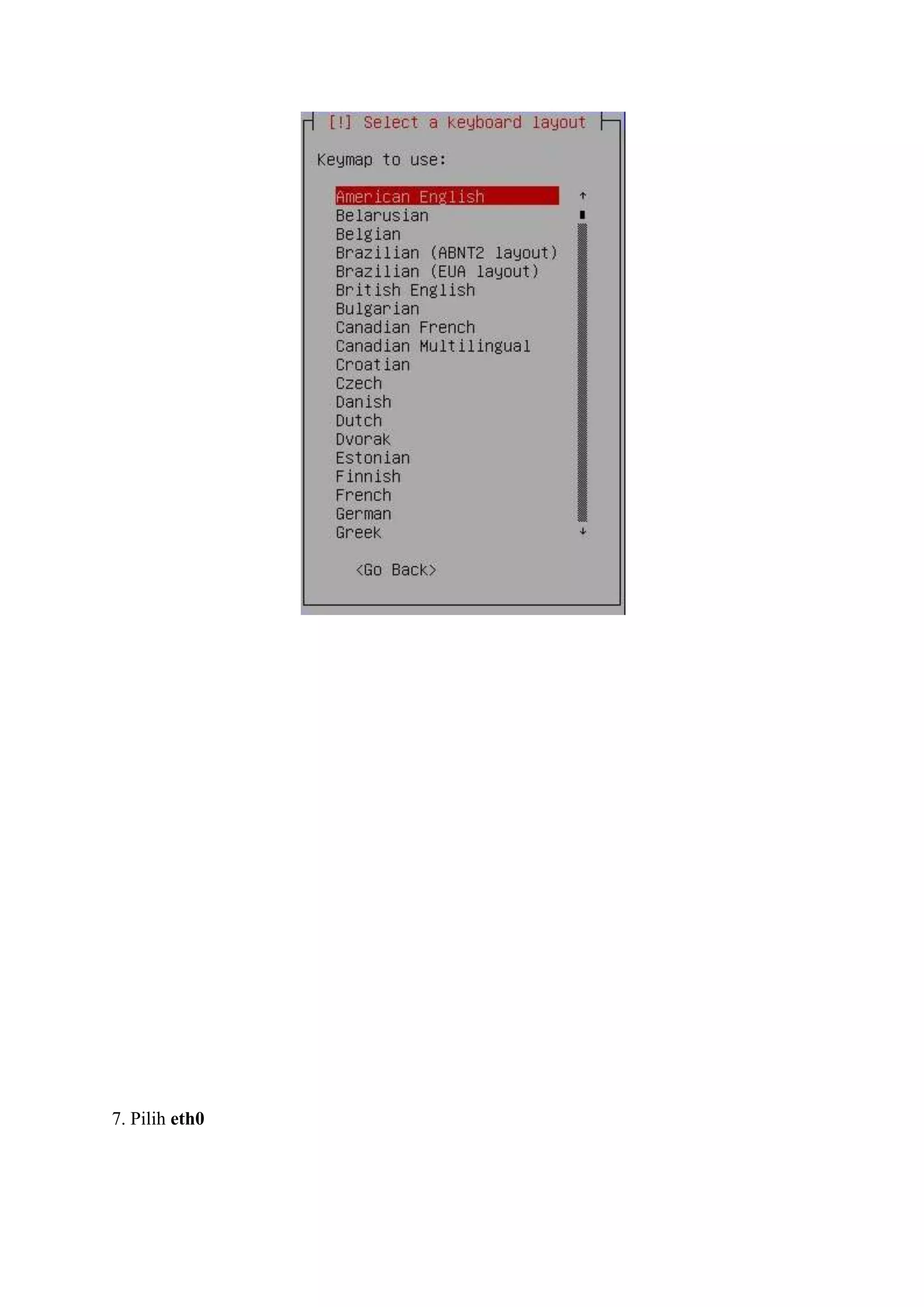 7. Pilih eth0
 