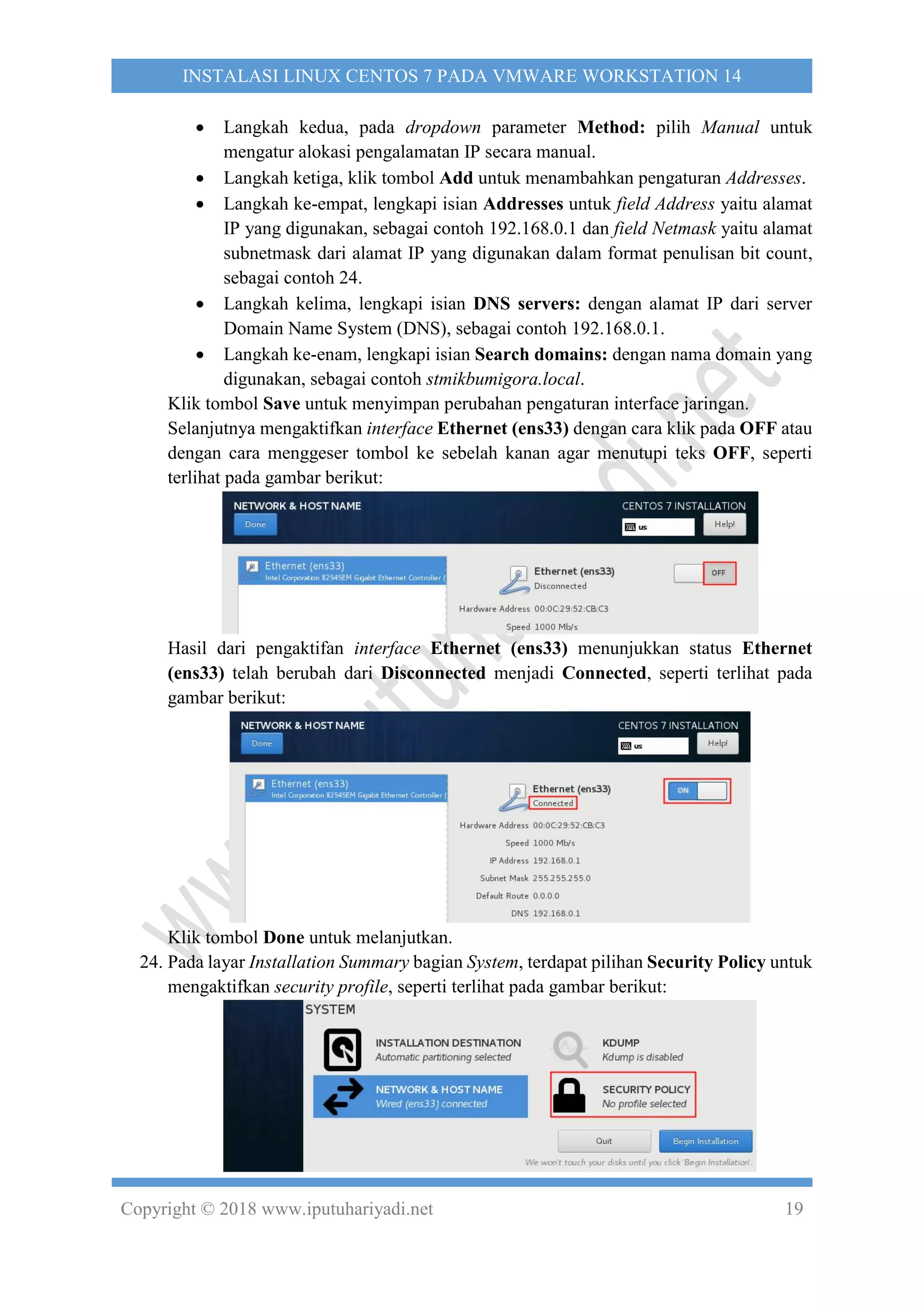 Instalasi Linux CentOS 7 pada VMWare Workstation 14 | PDF