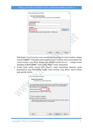 Instalasi Linux CentOS 7 pada VMWare Workstation 14 | PDF