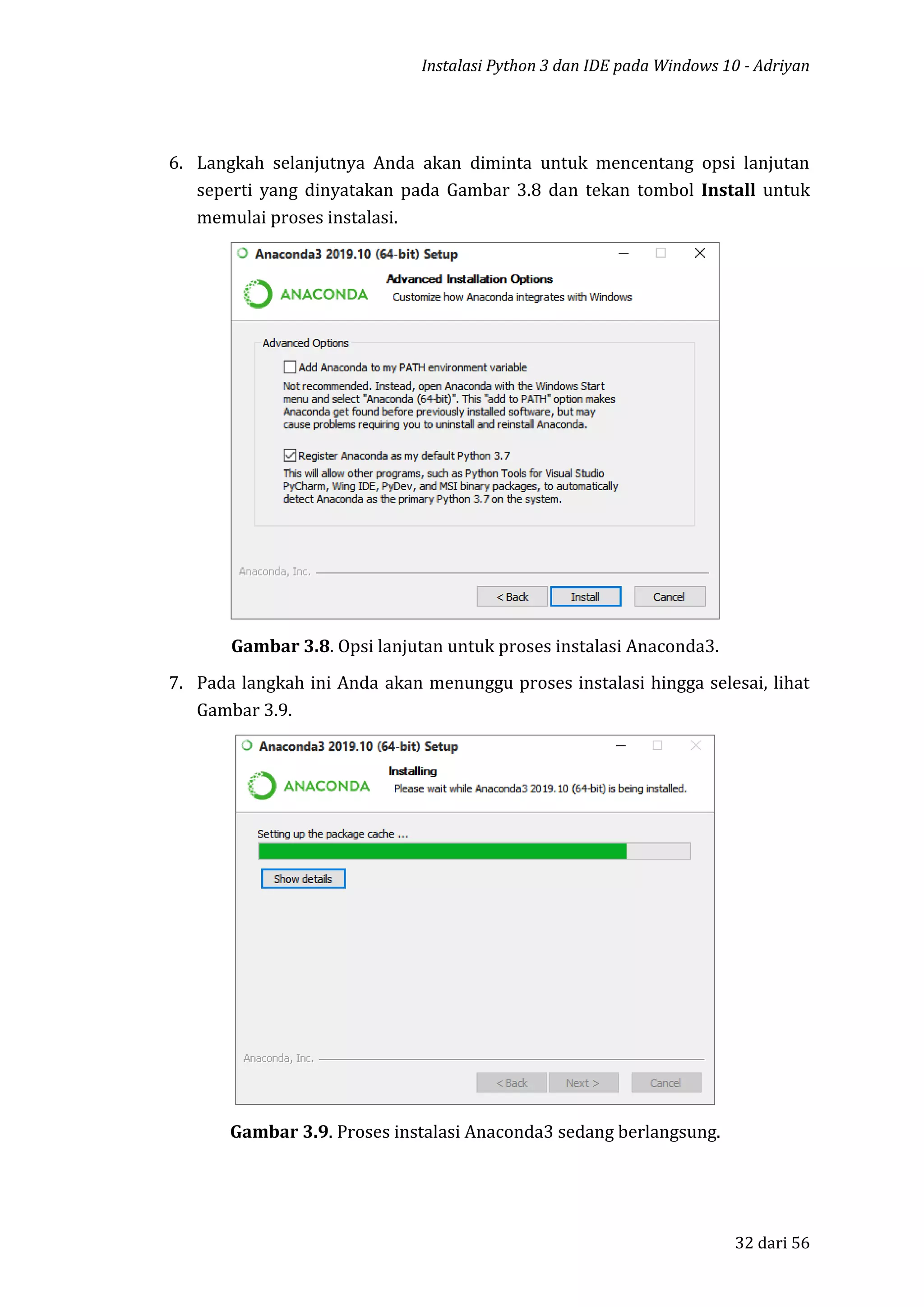 Instalasi python 3 dan ide atau anaconda distribution pada windows 10 | PDF