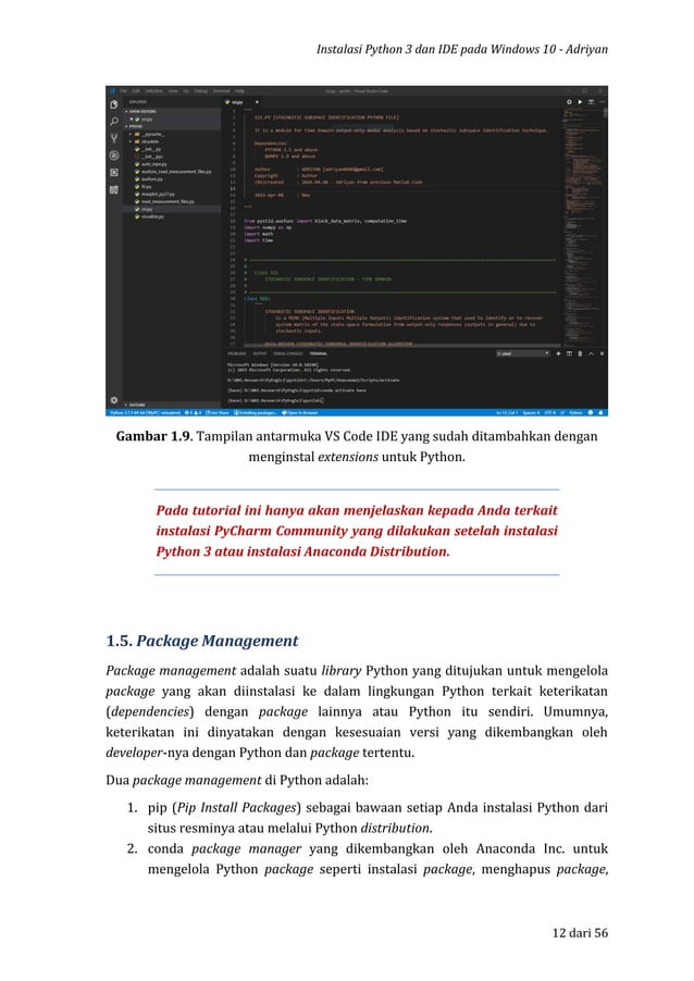 Instalasi python 3 dan ide atau anaconda distribution pada windows 10 | PDF