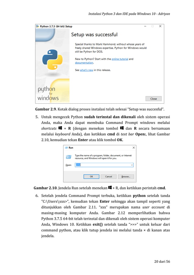 Instalasi python 3 dan ide atau anaconda distribution pada windows 10 | PDF