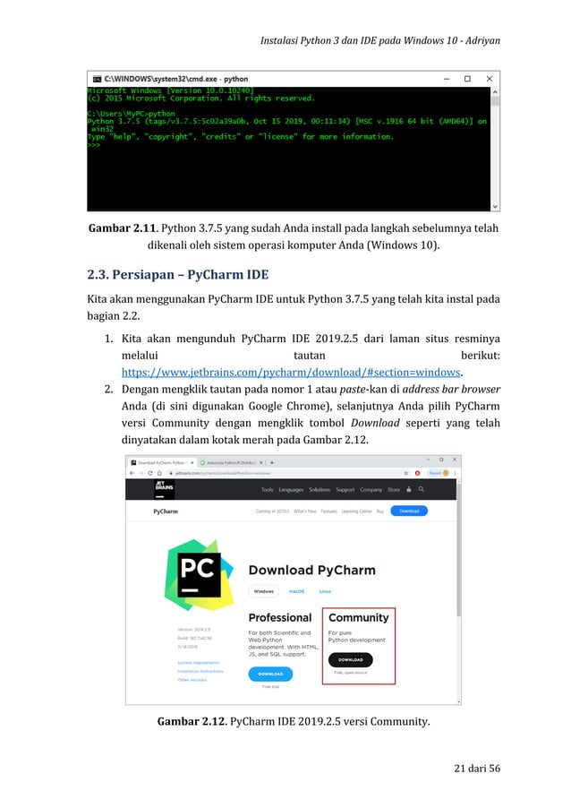Instalasi python 3 dan ide atau anaconda distribution pada windows 10 | PDF