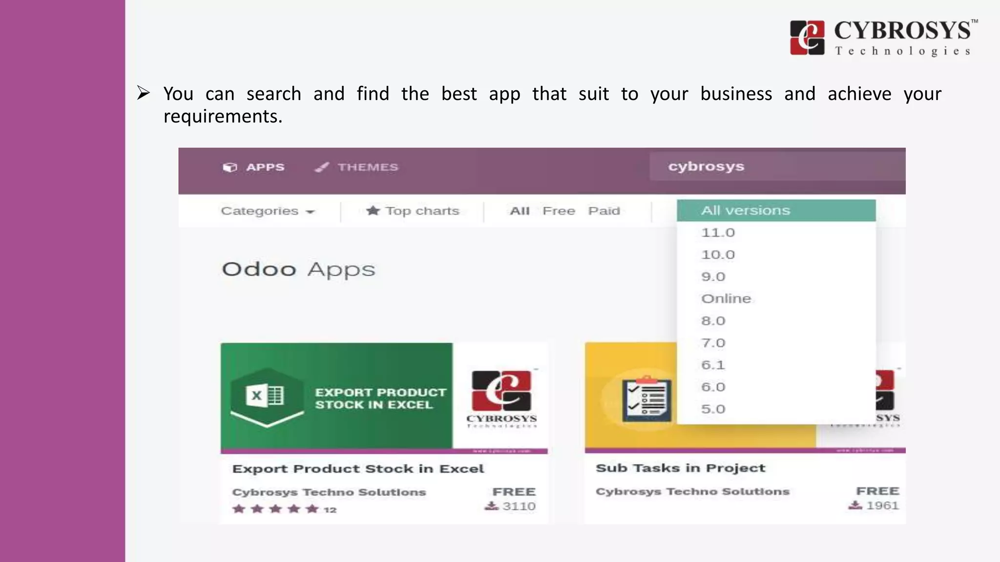  You can search and find the best app that suit to your business and achieve your
requirements.
 