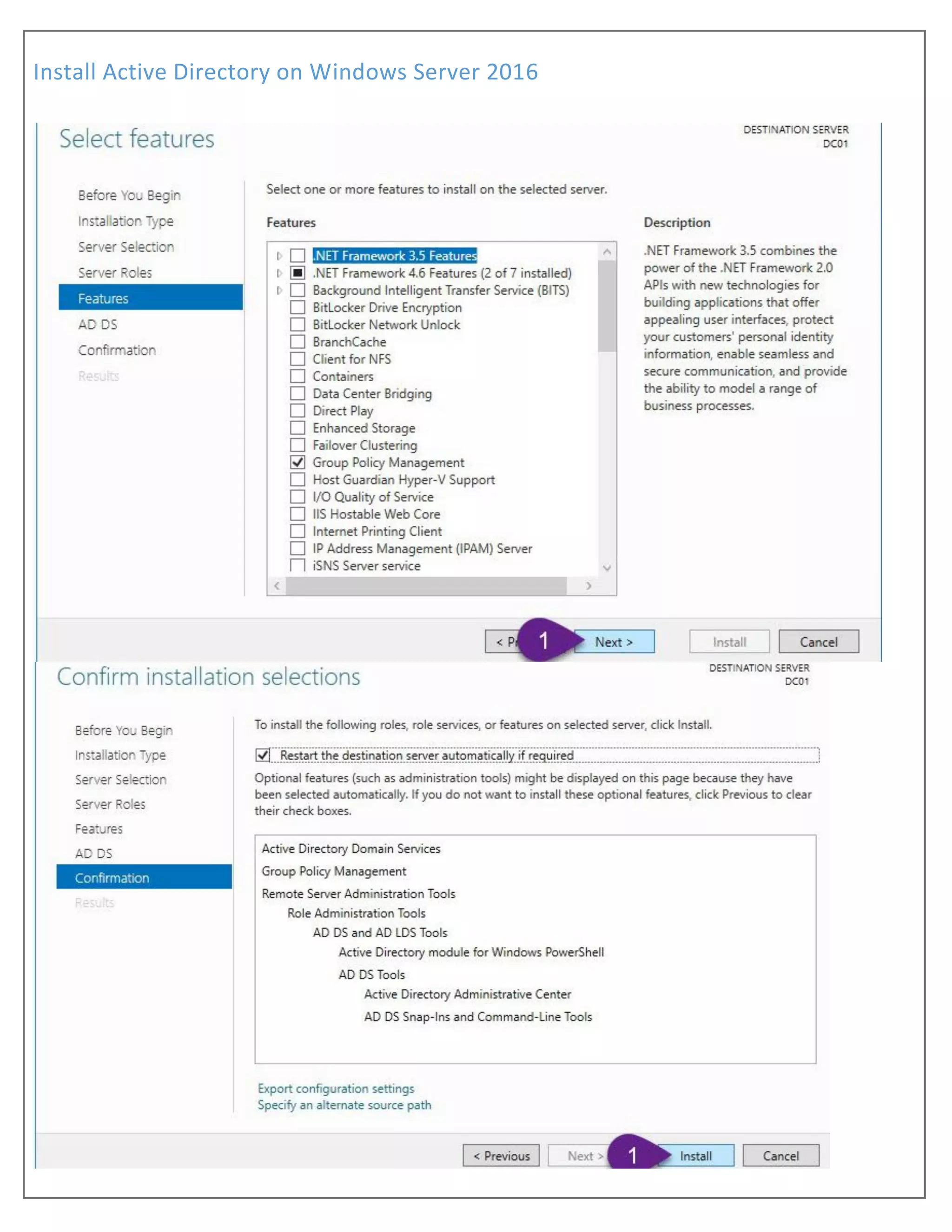 Install active directory on windows server 2016 step by step