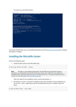 Install a micro k8s single node cluster of kubernetes on windows 10 | PDF