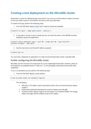 Install a micro k8s single node cluster of kubernetes on windows 10 | PDF