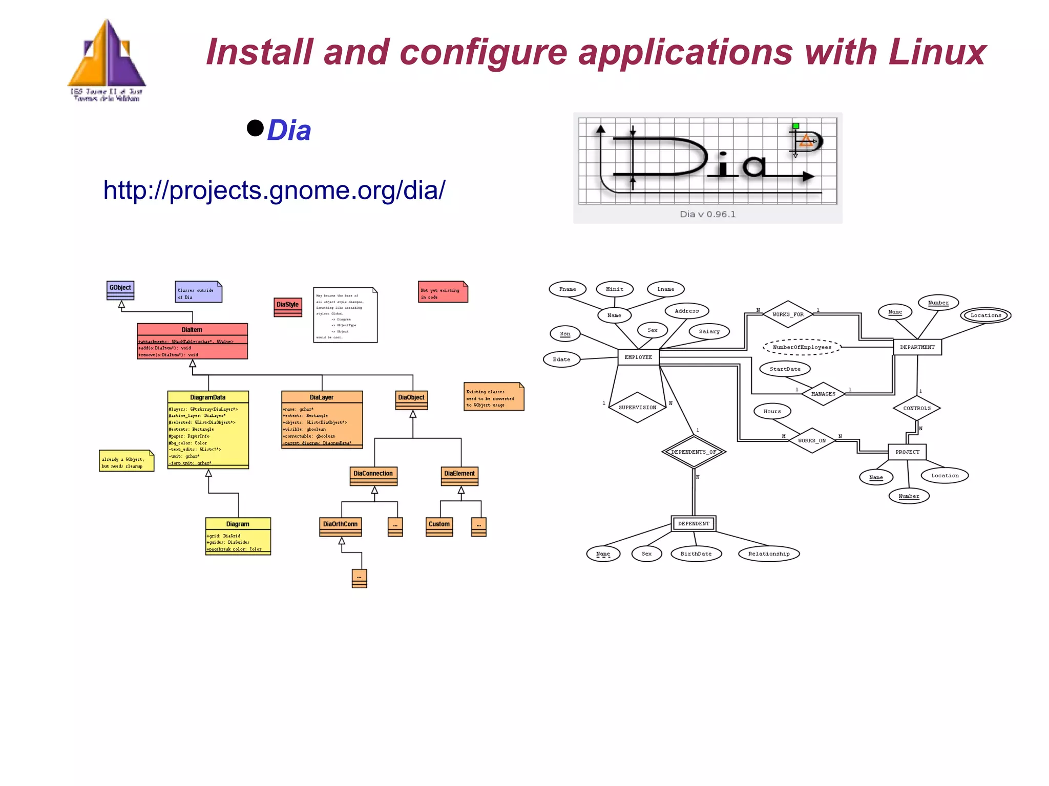 Dia Install and configure applications with Linux http://projects.gnome.org/dia/ 