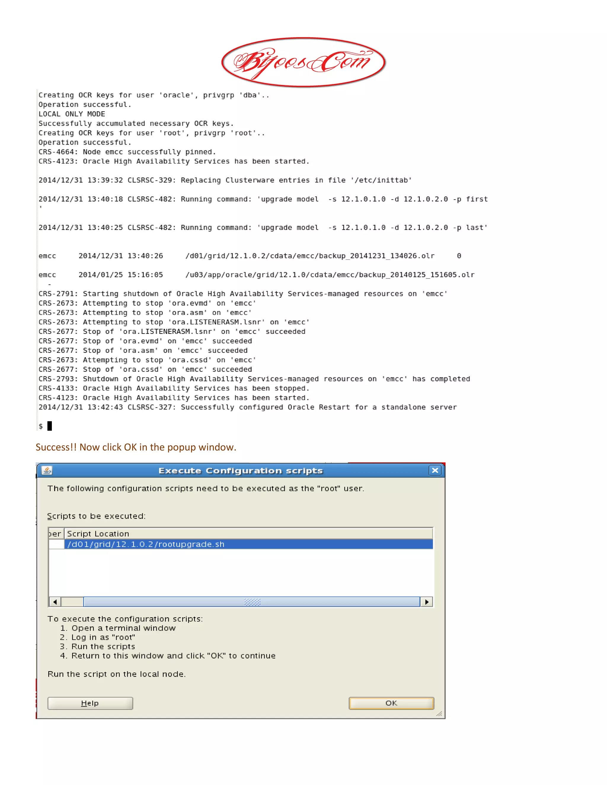 Success!! Now click OK in the popup window.
 