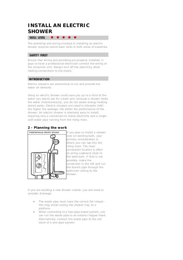 Install an electric shower