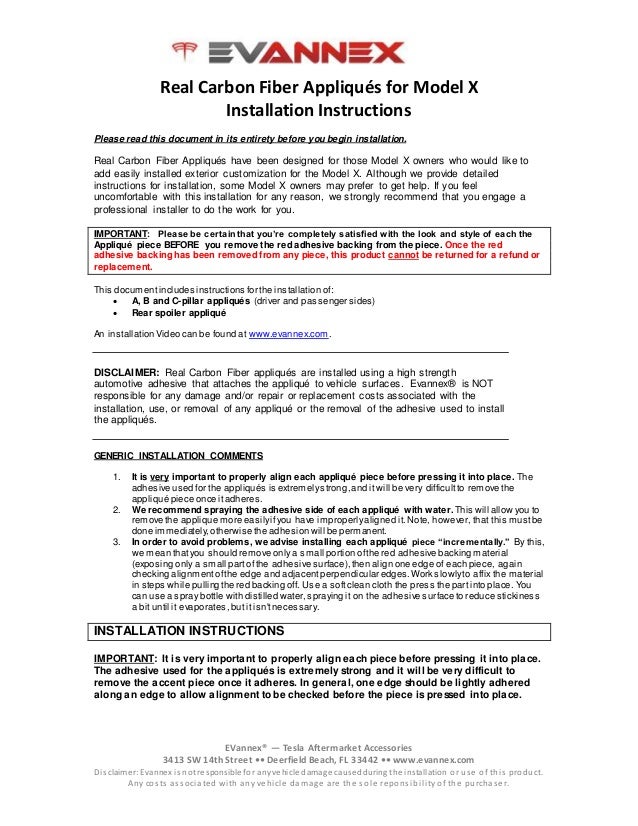 Evannex Carbon Fiber Appliques Installation For Tesla Model X