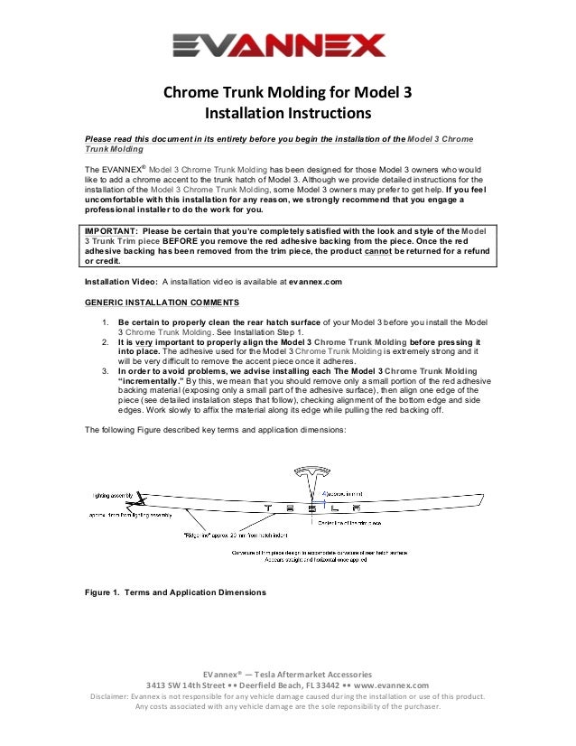 Installation Instructions Evannex Chrome Trunk Molding For