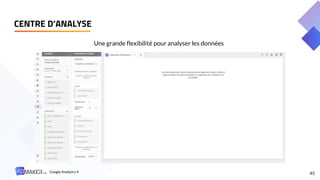 CENTRE D’ANALYSE
45
Une grande flexibilité pour analyser les données
Google Analytics 4
 