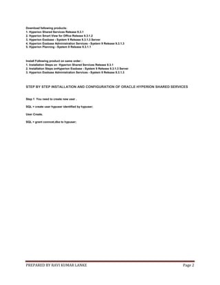 Installation and configuration of hyperion planning system 9.3.1 | PDF