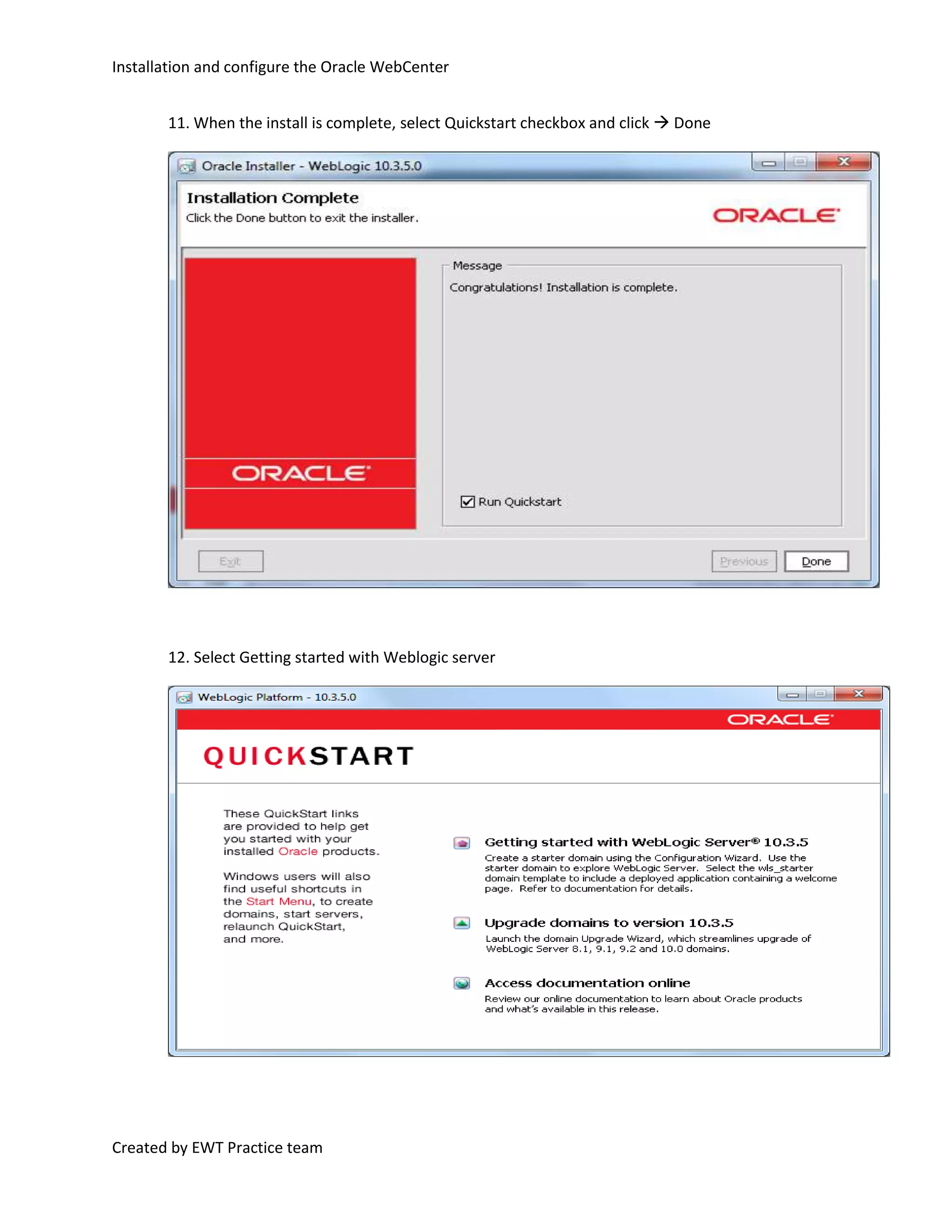 Installation and configure the oracle webcenter | PDF