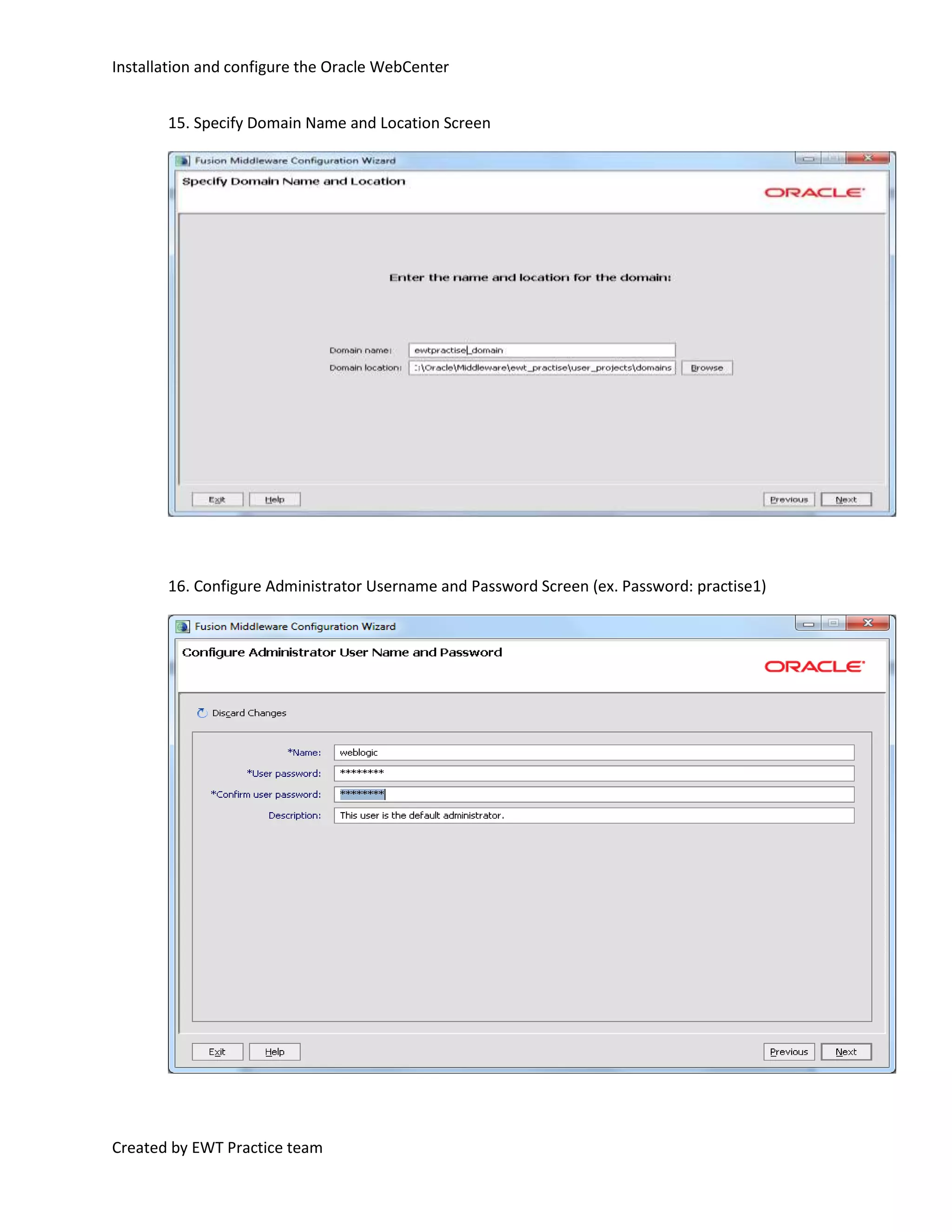 Installation and configure the oracle webcenter | PDF