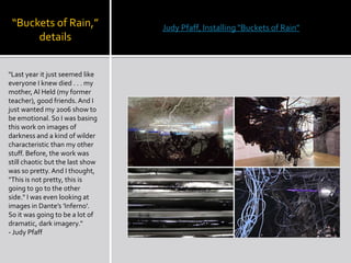 Antoni’s primary tool for making sculpture has always been her own body. She has chiseled cubes of lard and chocolate with her teeth, washed away the faces of soap busts made in her own likeness, and used the brainwave signals recorded while she dreamed at night as a pattern for weaving a blanket the following morning. “Moor”2001Dimensions variableInstallation views, "Free Port," at Magasin 3 Stockholm Konsthalle, SwedenCourtesy the artist and Luhring Augustine 