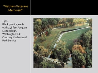 Martin PuryearMaya LinMaya Lin catapulted into the public eye when she submitted the winning design in the national competition for the Vietnam Veterans Memorial in Washington D.C. Trained as an artist and architect, her sculptures, parks, monuments, and architectural projects are linked by a desire to make a place for individuals within the landscape.Maya Lin talks about architecture, memorials, and being an artist | PBS