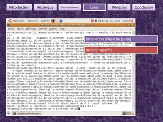 10FonctionnementIntroductionHistoriqueLinuxWindowsConclusionInstallation d’Apache (suite)Installer Apache