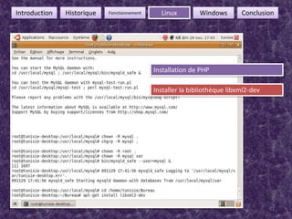 21FonctionnementIntroductionHistoriqueLinuxWindowsConclusionInstallation de PHPInstaller la bibliothèque libxml2-dev