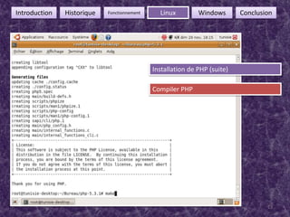 23FonctionnementIntroductionHistoriqueLinuxWindowsConclusionInstallation de PHP (suite)Compiler PHP