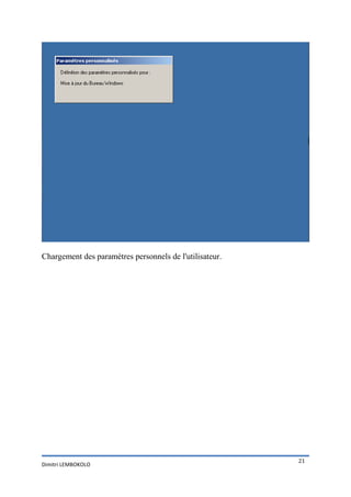 Chargement des paramètres personnels de l'utilisateur.




                                                         21
Dimitri LEMBOKOLO
 