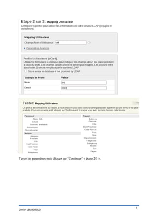 Tester les paramètres puis cliquez sur "Continuer" « étape 2/3 ».




                                                                    6
Dimitri LEMBOKOLO
 