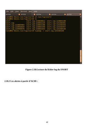 Figure 2.18:Lecture du fichier log du SNORT
2.10.2 Les alertes à partir d’ACID :
48
 