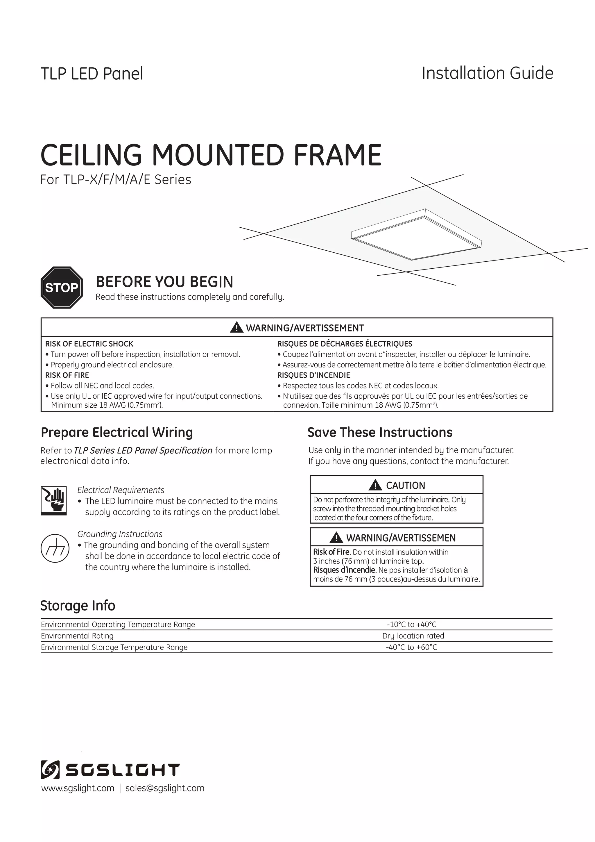 LED panel Installation guide ceiling mount frame | PDF