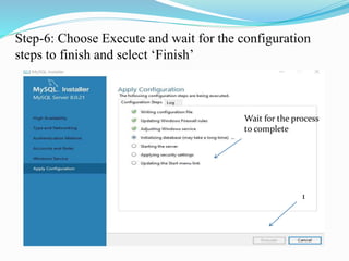 Step-6: Choose Execute and wait for the configuration
steps to finish and select ‘Finish’
1
Wait for the process
to complete
 