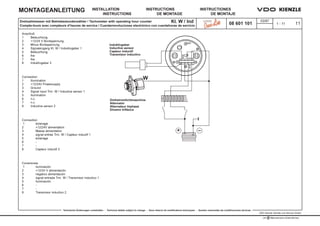 Installation Instructions Tachometerwith Counter Drehzahlmessermit Zaehler