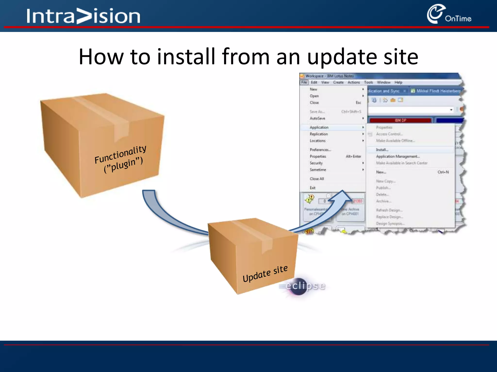 Functionality(”plugin”)Update siteHow to install from an update site