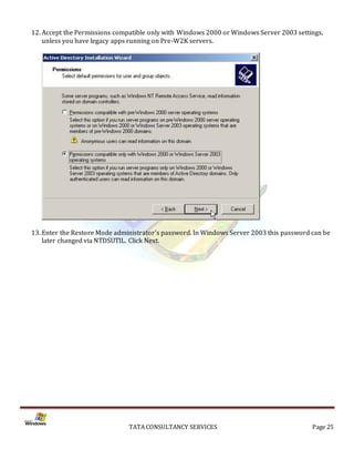Installation of Active Directory on Windows Server 2003 Server | PDF