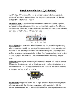 Installation of drivers | DOCX