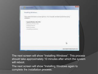Steps for Installation of Windows 7 | PPTX