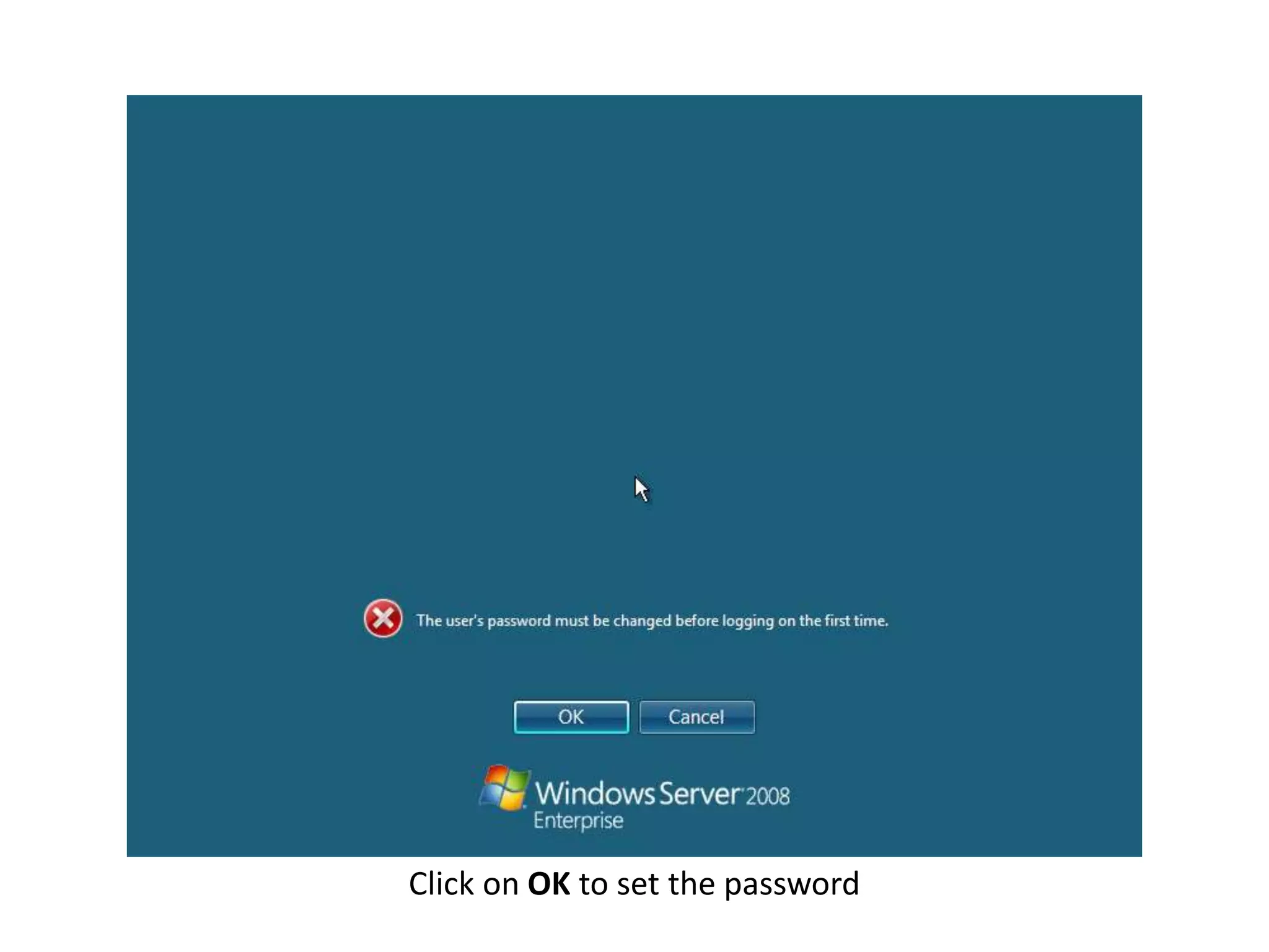 Click on OK to set the password
