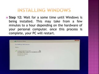 installation of Window 10 on desktop computers. | PPTX
