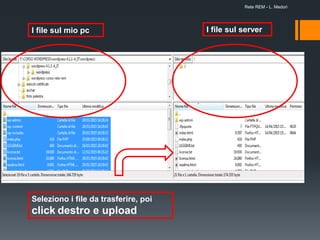 I file sul mio pc I file sul server
Seleziono i file da trasferire, poi
click destro e upload
Rete REM - L. Medori
 
