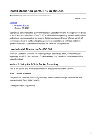 Install Docker on CentOS 10 in Minutes.pdf