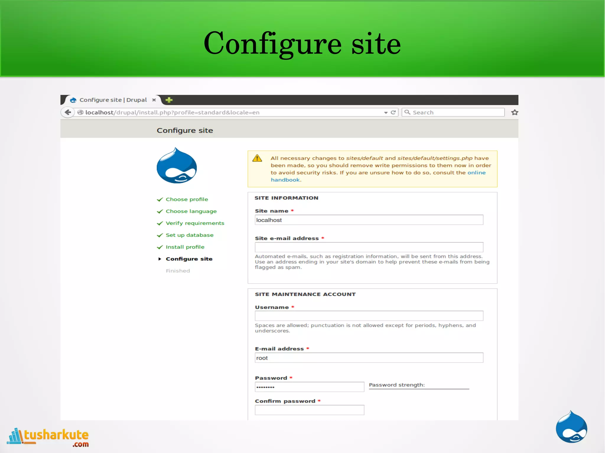 Configure site
 